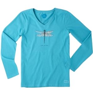 Life Is Good Long Sleeve V-neck Crusher T-shirt, Size XL